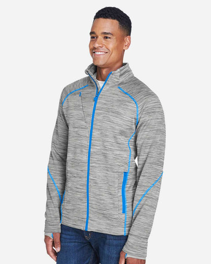 North End Men's Flux Mélange Bonded Fleece Jacket 88697 #colormdl_Platinum/ Olympic Blue