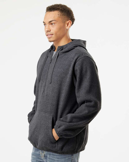 Burnside Polar Fleece Quarter-Zip Hooded Pullover 3600 #colormdl_Heather Charcoal