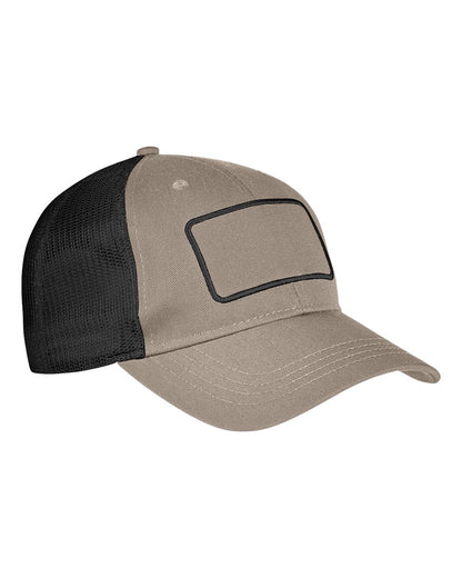 Big Accessories Patch Trucker Cap BA656T #color_Khaki/ Black/ Black