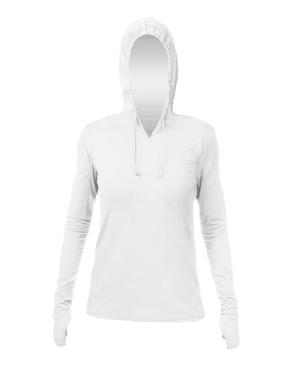 ANETIK Women's Breeze Tech Hooded Long Sleeve T-Shirt WSBRZH0 #color_White Heathered