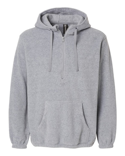 Burnside Polar Fleece Quarter-Zip Hooded Pullover 3600 #color_Heather Grey