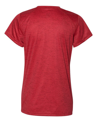 Badger Women's Tonal Blend V-Neck T-Shirt 4175 #color_Red Tonal Blend