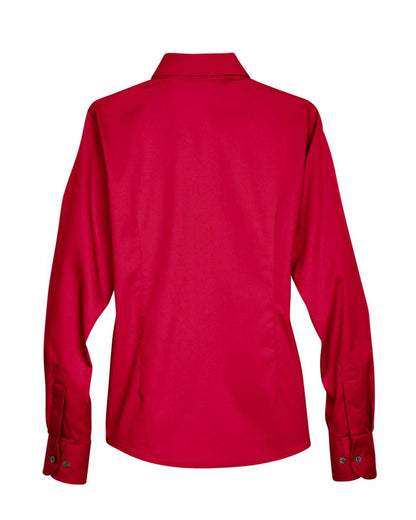 Harriton Women's Easy Blend™ Long Sleeve Twill Dress Shirt with Stain-Release M500W #color_Red