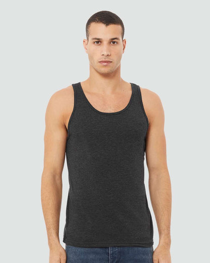 BELLA + CANVAS Heather CVC Tank 3480CVC #colormdl_Dark Grey Heather