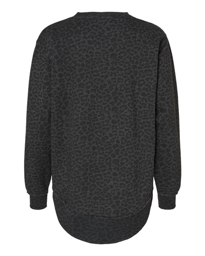 LAT Women's Weekend Fleece Crewneck Sweatshirt 3525 #color_Black Leopard