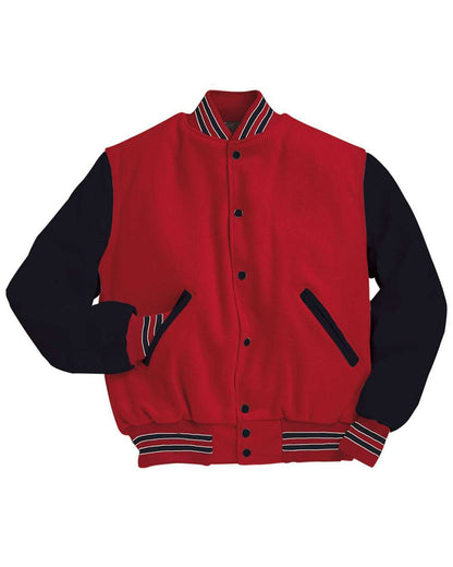 Holloway Men's Varsity Wool Jacket 224183 #color_Scarlet/ Black/ White