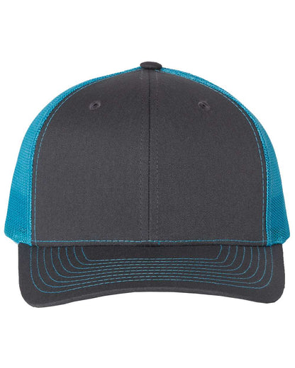 Richardson Snapback Trucker Cap 112 #color_Charcoal/ Neon Blue