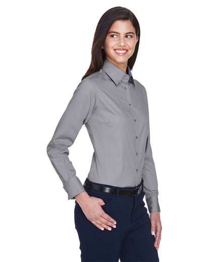 Harriton Women's Easy Blend™ Long Sleeve Twill Dress Shirt with Stain-Release M500W #colormdl_Dark Grey