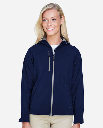 North End Women's Prospect Two-Layer Fleece Bonded Soft Shell Hooded Jacket 78166 #colormdl_Classic Navy