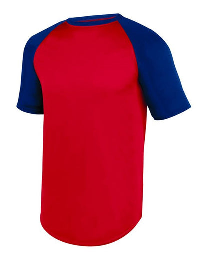 Augusta Sportswear Youth Wicking Short Sleeve Baseball Jersey 1509 #color_Red/ Navy
