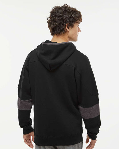 J. America Men's Sport Lace Colorblocked Fleece Hooded Sweatshirt 8832 #colormdl_Black