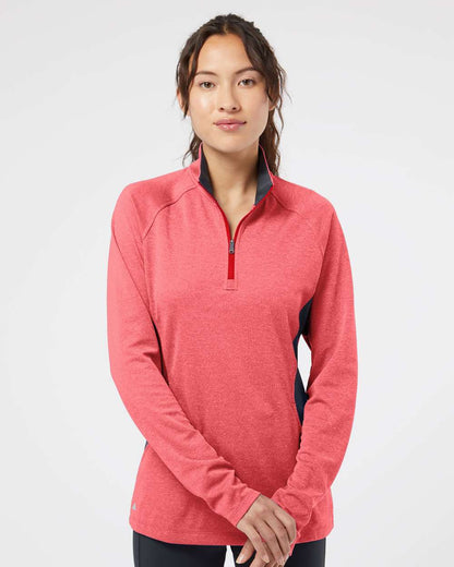 Adidas Women's Lightweight Quarter-Zip Pullover A281 #colormdl_Power Red Heather/ Carbon