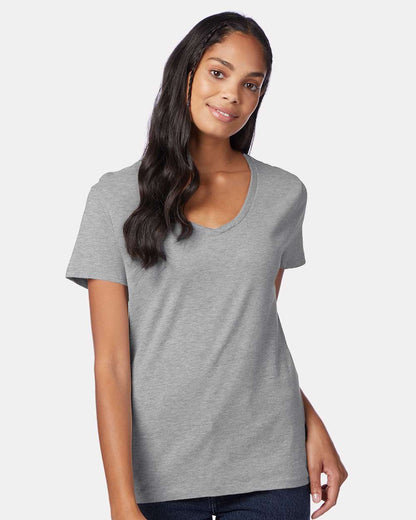 Hanes Women's Perfect-T V-Neck T-Shirt S04V #colormdl_Light Steel