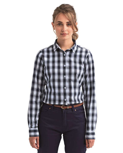 Artisan Collection by Reprime Women's Mulligan Check Cotton Dress Shirt RP350 #colormdl_White/ Navy