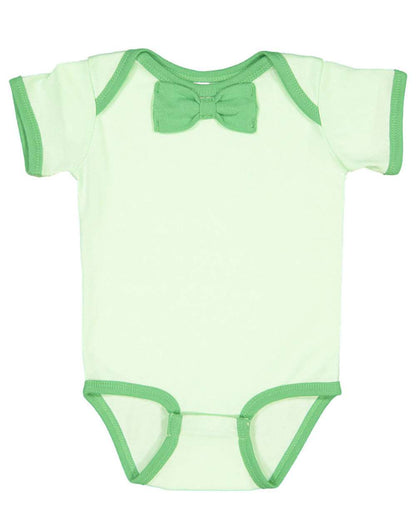 Rabbit Skins Infant Baby Rib Bow Tie Bodysuit 4407 #color_Mint/ Grass
