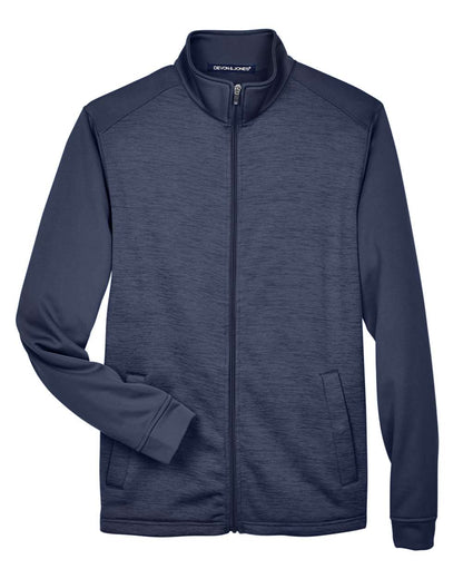 Devon & Jones Men's Newbury Colorblock Mélange Fleece Full-Zip jacket DG796 #color_Navy/ Navy Heather