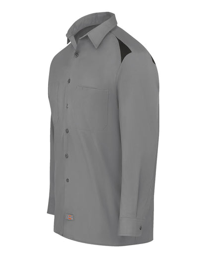 Dickies Men's Tall Long Sleeve Performance Team Shirt 6605T #color_Smoke/ Black