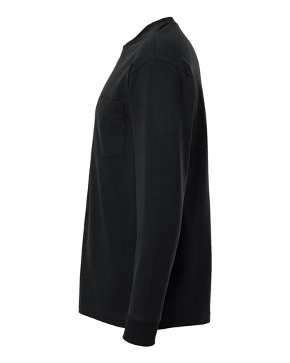 American Apparel Unisex Super Heavyweight Long Sleeve Pocket Tee 9410 #color_Black