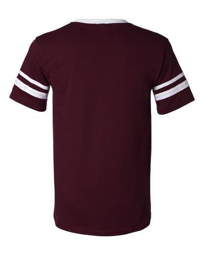 Augusta Sportswear V-Neck Jersey with Striped Sleeves 360 #color_Maroon/ White