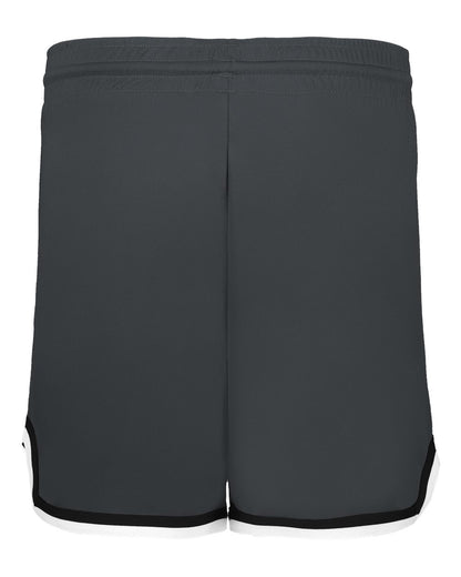 Alleson Athletic Women's Retro Basketball Shorts A56000 #color_Graphite/ Black/ White