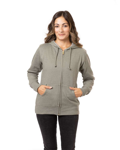 econscious Women's Heathered Full-Zip Hooded Sweatshirt EC4580 #colormdl_Military Green