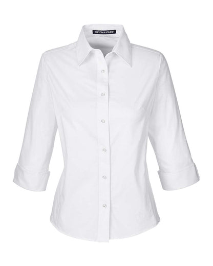 Devon & Jones Women's Perfect Fit™ Three-Quarter Sleeve Stretch Poplin Dress Shirt DP625W #color_White