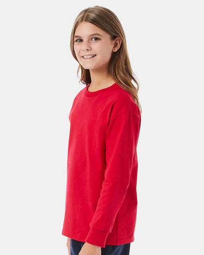 Hanes Youth Authentic Long Sleeve T-Shirt 5546 #colormdl_Deep Red