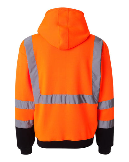 Kishigo Unisex Hi-Vis Full-Zip Hooded Sweatshirt JS102-103 #color_Orange