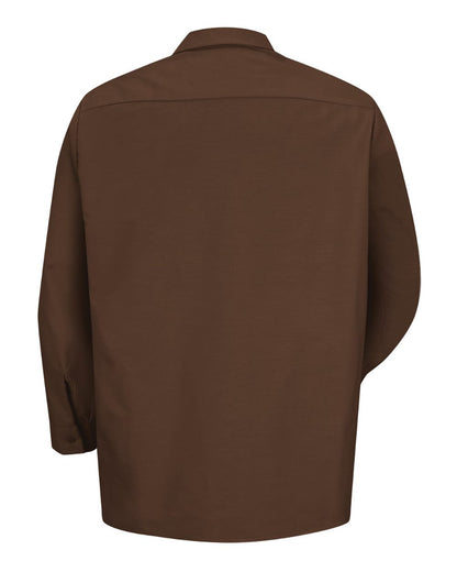 Red Kap Men's Tall Industrial Long Sleeve Work Shirt SP14T #color_Chocolate Brown