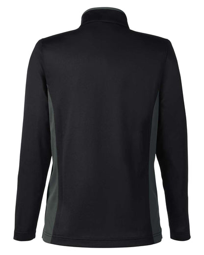Harriton Women's Flash Snag Protection Plus IL Colorblock Quarter-Zip Pullover M786W #color_Black/ Dark Charcoal
