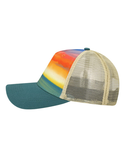 LOCALE Trucker Cap 5PTKR #color_Watercolor Sunset/ Teal