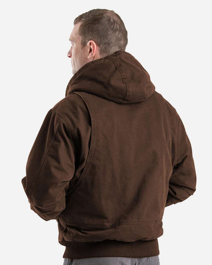 Berne Apparel Men's Highland Flex180® Washed Duck Hooded Work Jacket HJ317 #colormdl_Bark