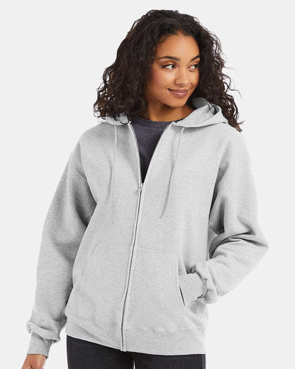 Hanes Unisex Ultimate Cotton® Full-Zip Hooded Sweatshirt F280 #colormdl_Ash