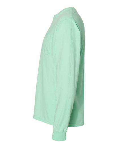 Comfort Colors Unisex Garment-Dyed Heavyweight Long Sleeve Pocket T-Shirt 4410 #color_Island Reef