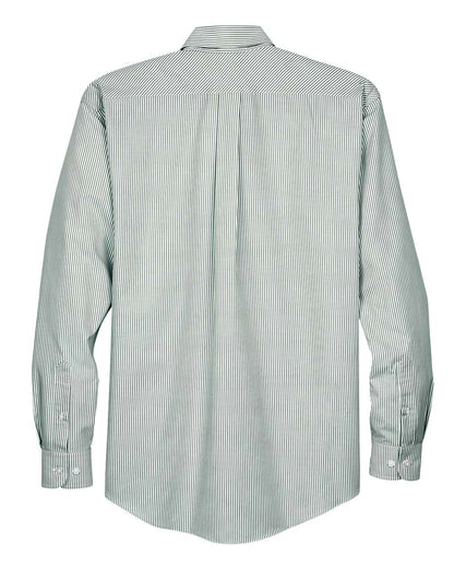 Devon & Jones Men's Crown Collection® Banker Stripe Woven Dress Shirt D645 #color_Dill