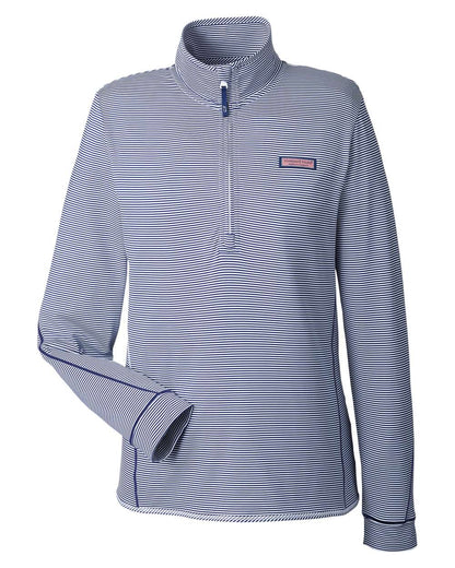vineyard vines Women's Microstripe Sankaty Half-Zip Pullover K002521 #color_Deep Bay