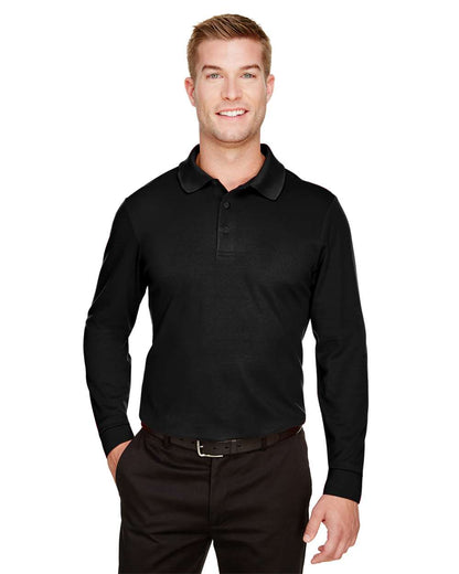 Devon & Jones Men's Tall CrownLux Performance® Plaited Long Sleeve Polo DG20LT #colormdl_Black