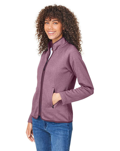 CORE365 Women's Venture Heathered Stripe Full-Zip CE72W #colormdl_Burgundy/ White