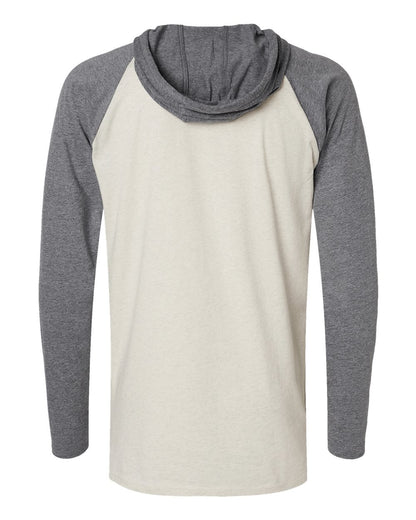 LAT Men's Fine Jersey Hooded Long Sleeve Raglan T-Shirt 6917 #color_Natural Heather/ Granite Heather/ Titanium