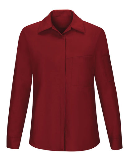 Red Kap Women's Performance Plus Long Sleeve Shop Shirt with Oilblok Technology SY31 #color_Fireball Red/ Charcoal