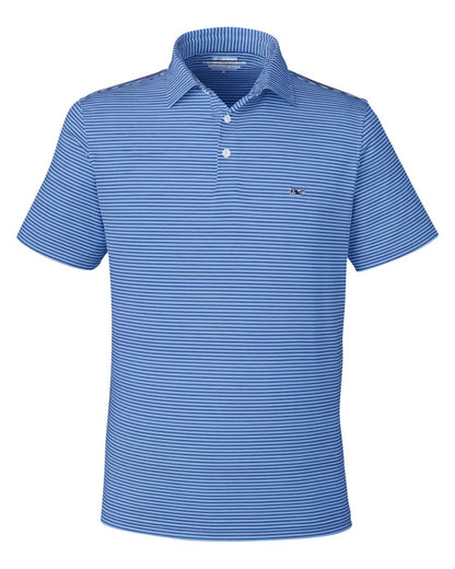 vineyard vines Men's Bradley Stripe Sankaty Polo G012426 #color_Maui Blue