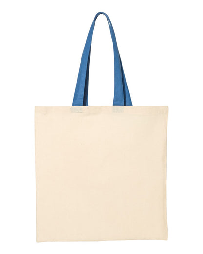 Q-Tees Economical Tote with Contrast-Color Handles QTB6000 #color_Natural/ Royal