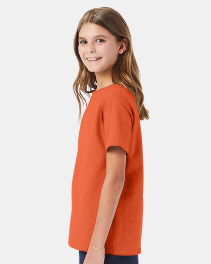 Hanes Essential-T Youth T-Shirt 5480 #colormdl_Texas Orange