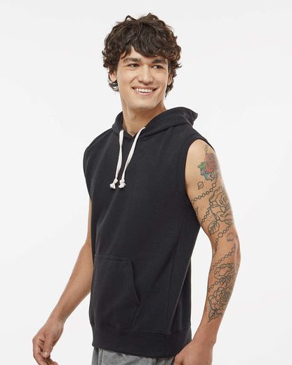 J. America Men's Triblend Sleeveless Hooded Sweatshirt 8877 #colormdl_Solid Black