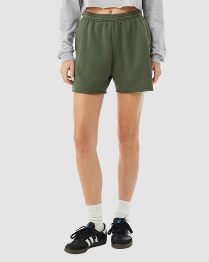 BELLA + CANVAS Women's Cutoff Fleece Shorts 3787 #colormdl_Military Green