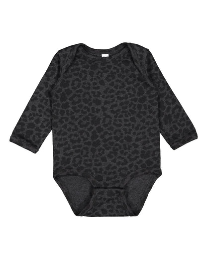Rabbit Skins Infant Fine Jersey Long Sleeve Bodysuit 4421 #color_Black Leopard