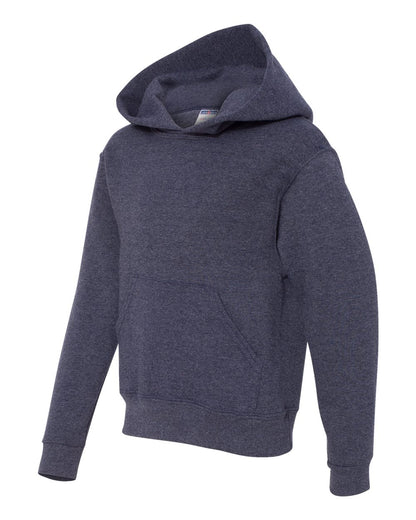 JERZEES Youth NuBlend® Hooded Sweatshirt 996YR #color_Vintage Heather Navy