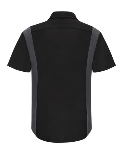 Red Kap Men's Tall Performance Plus Short Sleeve Shirt with Oilblok Technology SY42T #color_Black/ Charcoal