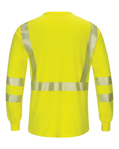 Bulwark Men's Tall Hi-Visibility Lightweight Long Sleeve T-Shirt SMK8T #color_Yellow/ Green