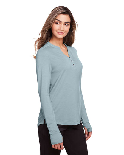 North End Women's JAQ Stretch Performance V-Neck Snap Pullover NE400W #colormdl_Opal Blue